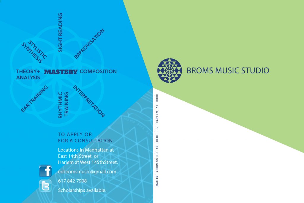Broms Music Studio Postcard Backside